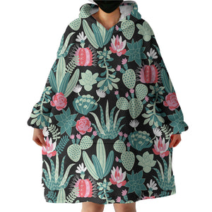 Cute Cactus Flowers SWLF5458 Hoodie Wearable Blanket