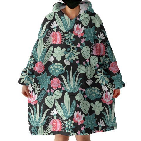 Image of Cute Cactus Flowers SWLF5458 Hoodie Wearable Blanket