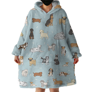 Cute Dogs Drawing SWLF5464 Hoodie Wearable Blanket