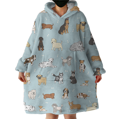 Image of Cute Dogs Drawing SWLF5464 Hoodie Wearable Blanket