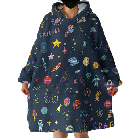 Image of Cute Colorful Tiny Universe Draw  SWLF5467 Hoodie Wearable Blanket