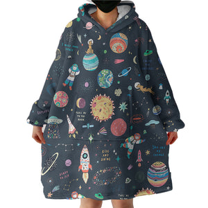 Cute Tiny Space Draw SWLF5469 Hoodie Wearable Blanket