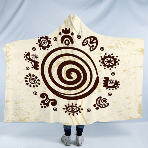 Image of Ancient Egypt Hieroglyphic Around Spiral SWLM3331 Hooded Blanket