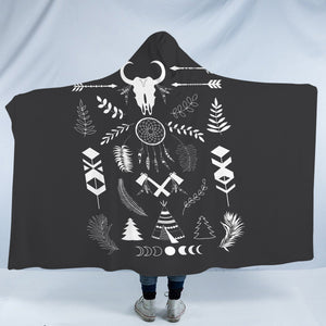 B&W Bohemian Pattern SWLM3335 Hooded Blanket