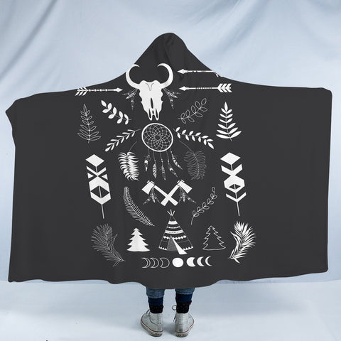 Image of B&W Bohemian Pattern SWLM3335 Hooded Blanket