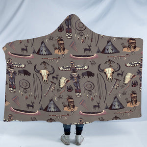 Brown Hunter Bohemian Pattern SWLM3337 Hooded Blanket