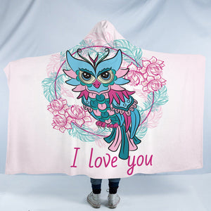 I Love You - Floral Owl SWLM3344 Hooded Blanket