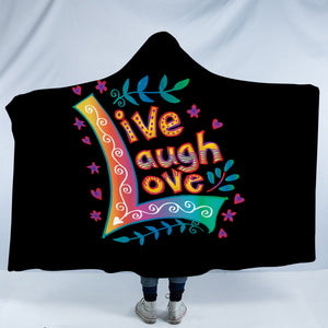 Colorful Live Laugh Love SWLM3346 Hooded Blanket