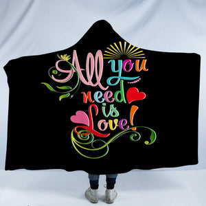 Colorful All You Need Is Love SWLM3348 Hooded Blanket