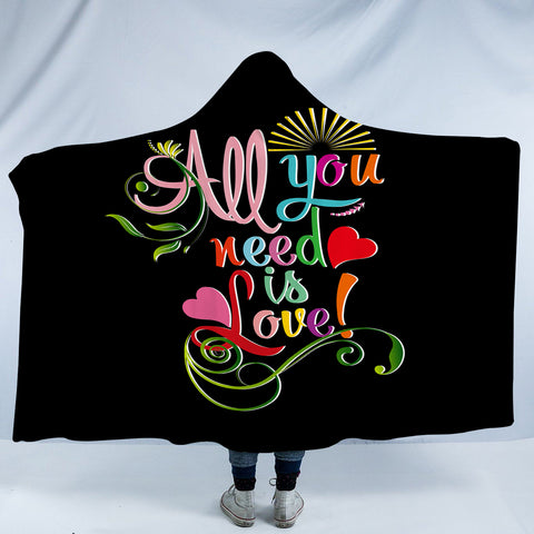 Image of Colorful All You Need Is Love SWLM3348 Hooded Blanket