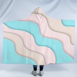 White & Mint Waves SWLM3355 Hooded Blanket