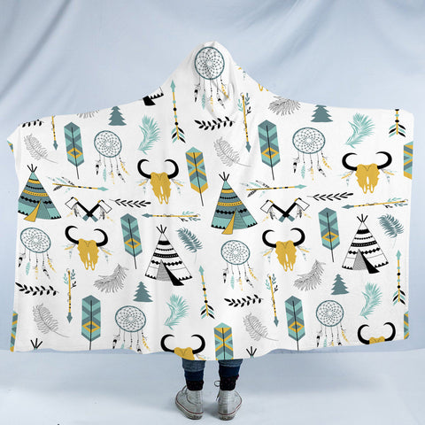 Image of Colorful Bohemian Hunter Pattern SWLM3364 Hooded Blanket