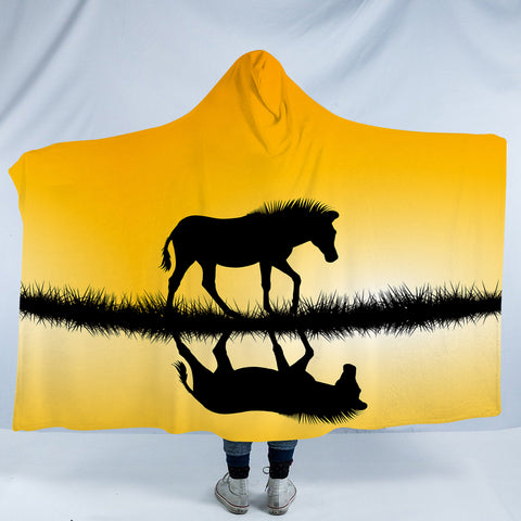 Image of Reflect Horse On RIver SWLM3365 Hooded Blanket
