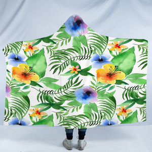 Colorful Flowers & Leaves SWLM3368 Hooded Blanket