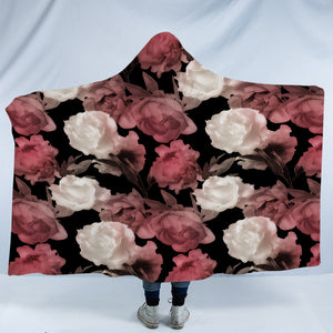 Pink & White Flowers SWLM3369 Hooded Blanket