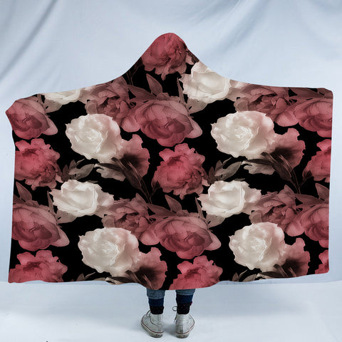 Image of Pink & White Flowers SWLM3369 Hooded Blanket