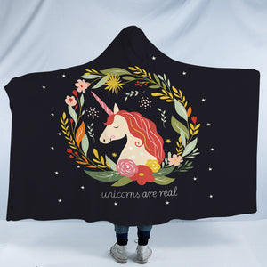 Colorful Floral Unicorn Are Real SWLM3378 Hooded Blanket