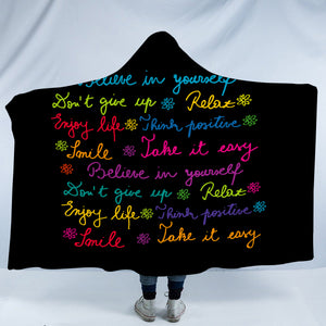 Colorful Believe In Yourself Text SWLM3387 Hooded Blanket