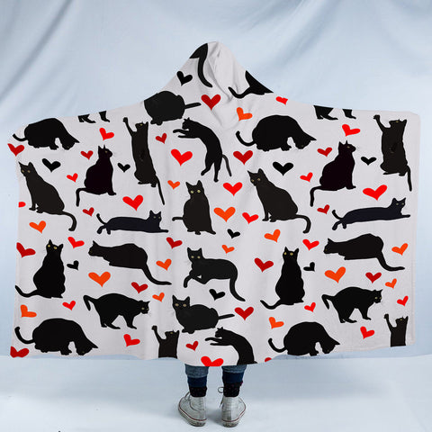 Image of Cats & Hearts Monogram SWLM3388 Hooded Blanket