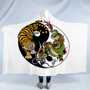 Asian YinYang Tiger & Dragon SWLM3460 Hooded Blanket