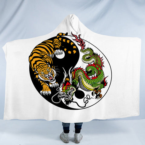 Image of Asian YinYang Tiger & Dragon SWLM3460 Hooded Blanket