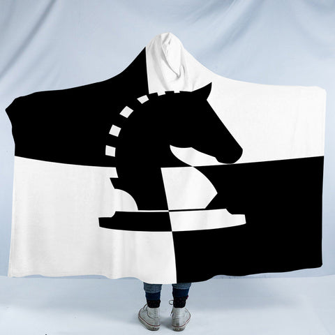 Image of B&W Horse Check SWLM3463 Hooded Blanket