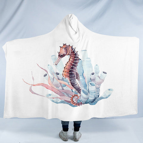 Image of Pink Hippocampus SWLM3464 Hooded Blanket