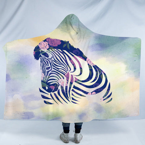 Image of Floral Pink&Purple Zebra SWLM3466 Hooded Blanket