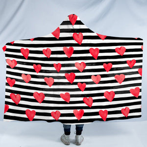 Stripe Heart SWLM3468 Hooded Blanket