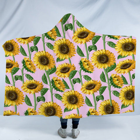 Image of Sunflower Monogram Pink Background SWLM3471 Hooded Blanket