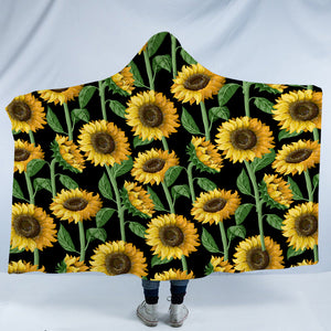 Sunflower Monogram Black Background SWLM3472 Hooded Blanket