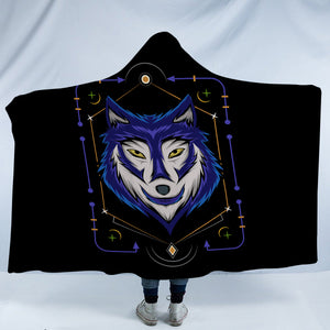 Blue&White Wolf Bandana SWLM3478 Hooded Blanket