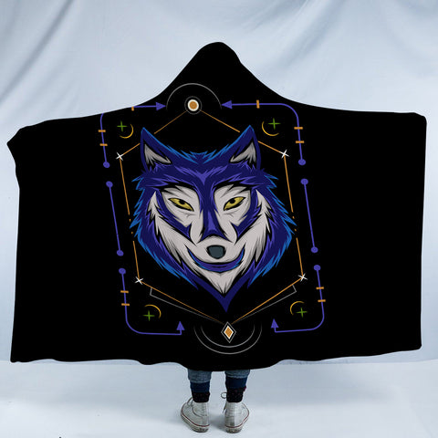 Image of Blue&White Wolf Bandana SWLM3478 Hooded Blanket