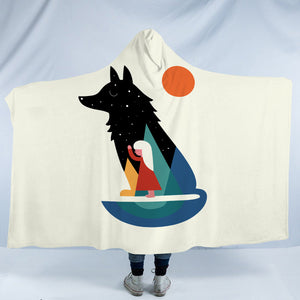 Girl in Wolf Illustration SWLM3482 Hooded Blanket