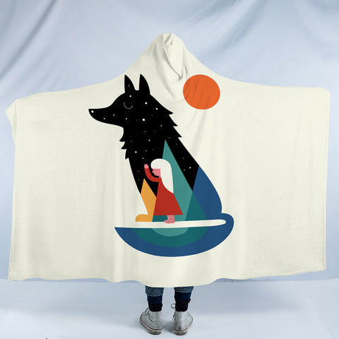 Image of Girl in Wolf Illustration SWLM3482 Hooded Blanket