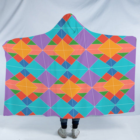 Image of Colorful Triangles in Rhombus SWLM3490 Hooded Blanket