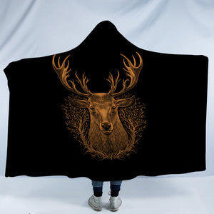 Brown Deer in Laurel Wreath SWLM3491 Hooded Blanket