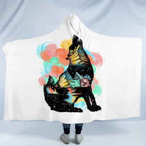 Colorful Spray Wolf SWLM3584 Hooded Blanket