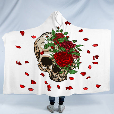 Image of Floral Skull SWLM3587 Hooded Blanket