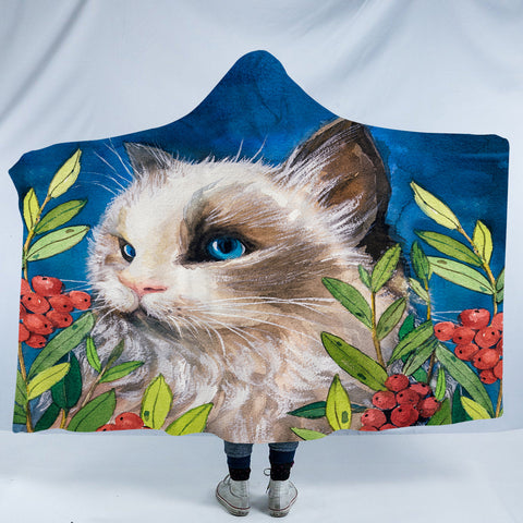 Image of Tropical Fruit Cat SWLM3589 Hooded Blanket