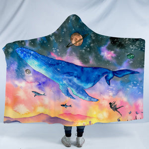 Big Whale on Galaxy SWLM3591 Hooded Blanket