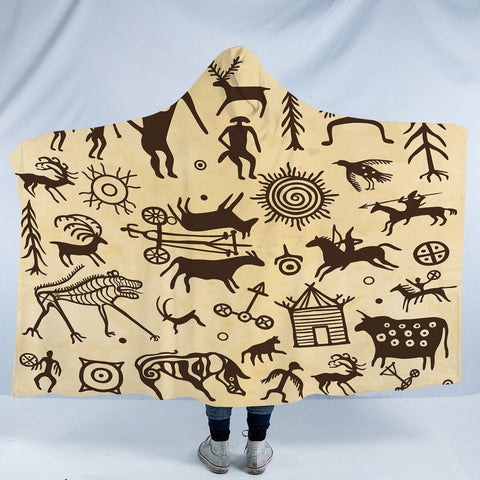 Image of Country Animal Sketch SWLM3592 Hooded Blanket