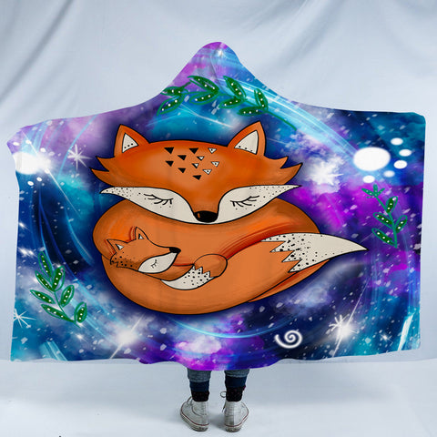 Image of Fox Family in Galaxy SWLM3593 Hooded Blanket