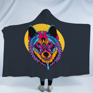 Colorful Wolf Illustration SWLM3594 Hooded Blanket