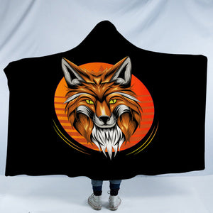 Orange Wolf Illustration SWLM3597 Hooded Blanket