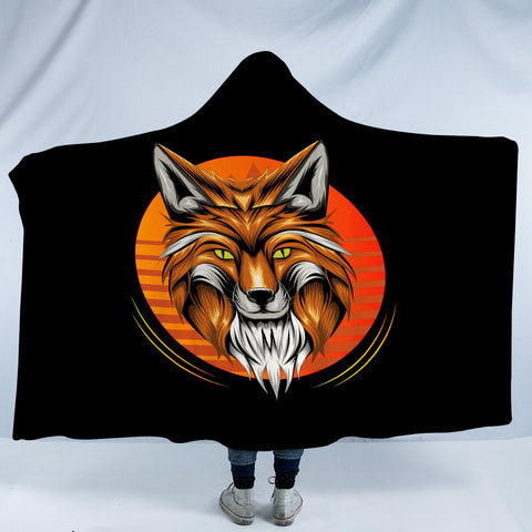 Image of Orange Wolf Illustration SWLM3597 Hooded Blanket