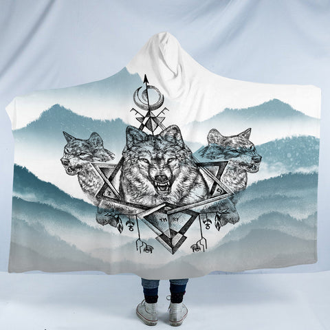 Image of Three Wolf Dreamcatcher SWLM3598 Hooded Blanket