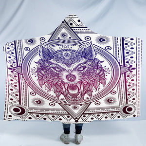 Angry Wolf B&W Bandana SWLM3602 Hooded Blanket