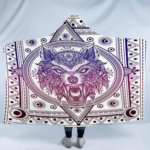 Image of Angry Wolf B&W Bandana SWLM3602 Hooded Blanket