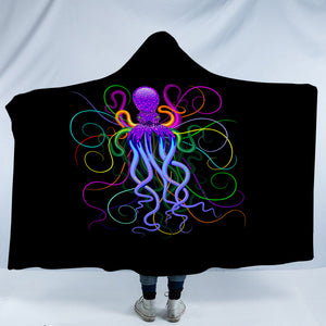 Neon Colorful Octopus SWLM3605 Hooded Blanket